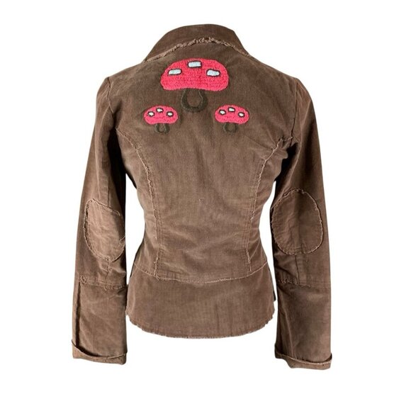 Pepper Brown Corduroy Jacket 1969 Peace Sign Appliqué Boho Hippie Y2K Retro S - Picture 5 of 8